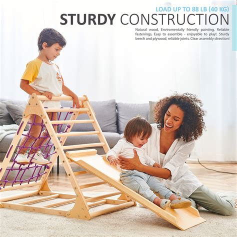 WEDANTA Triangle Climber with Ramp - Premium Wooden Climbing Triangle ...