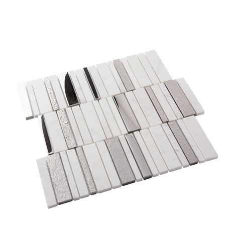 Apollo Tile Metropolis Brown and White 12-in x 12-in Polished Glass ...