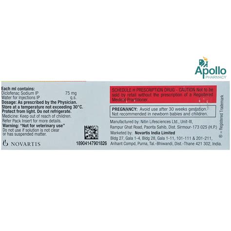 Voveran AQ Injection 1 ml | Uses, Side Effects, Price | Apollo Pharmacy