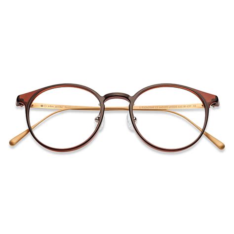 Buy Brown Matte Gold Full Rim Round John Jacobs SG Flex JJ E13435AF-C2 ...