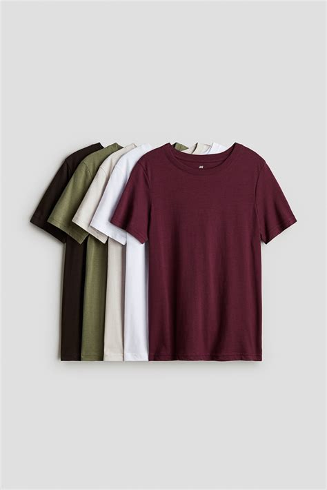 Dark red/Khaki green 5-pack T-shirts for kids | H&M IN