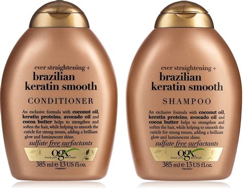 OGX Ever Straightening Brazilian Keratin Smooth Shampoo + Conditioner ...
