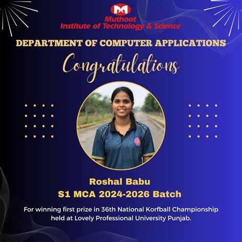 Congratulations to Ms. Roshal Babu