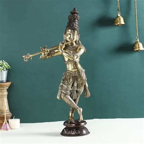 Buy CraftVatika Krishna Playing Flute Idol Large Size Statue Decorative ...