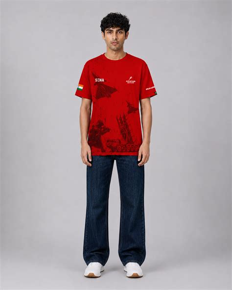 Red Fighter Jet Print Dri-Fit T-Shirt | 180 GSM | Buy Online ₹599 | SENA