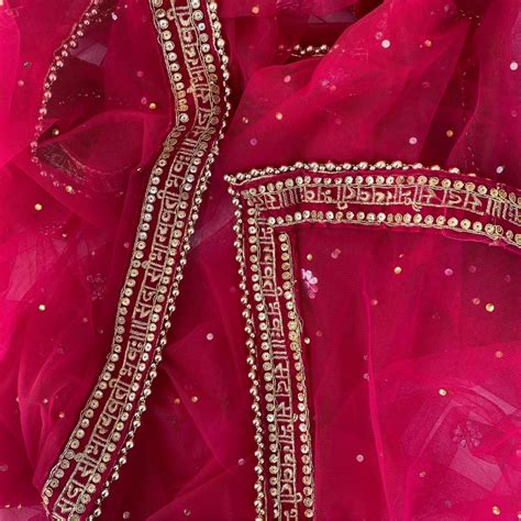 Bridal Magenta Rani Stone Saubhagyavati Net Dupatta – anokherang