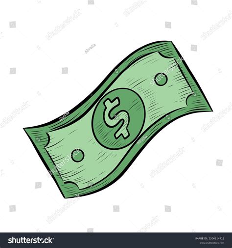 Dollar Bill Drawings One Dollar Bill Cartoon Graphic Hi Res Stock