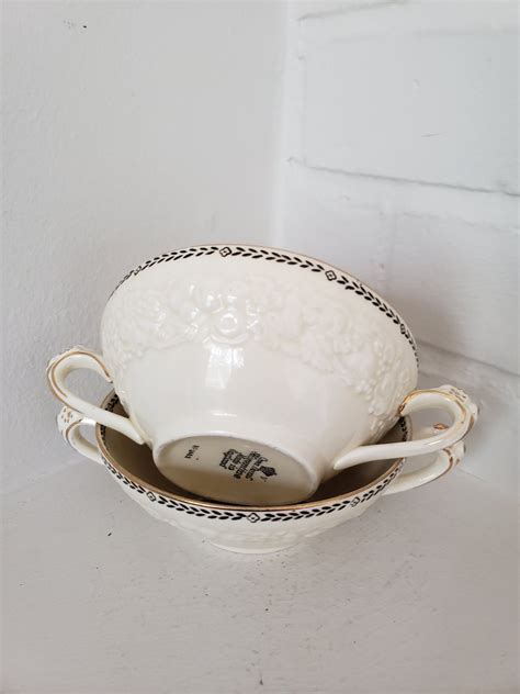 Vintage Double Handle Soup Bowl Cream Soup Bowl With Under - Etsy