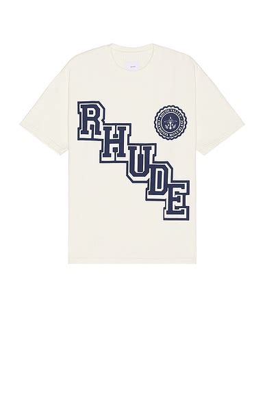 Rhude Collegiate Crest Tee in Vintage White | FWRD