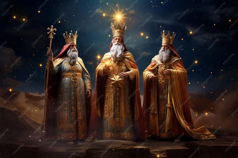 Premium Photo | Los tres reyes magos de oriente sobre la estrella de ...