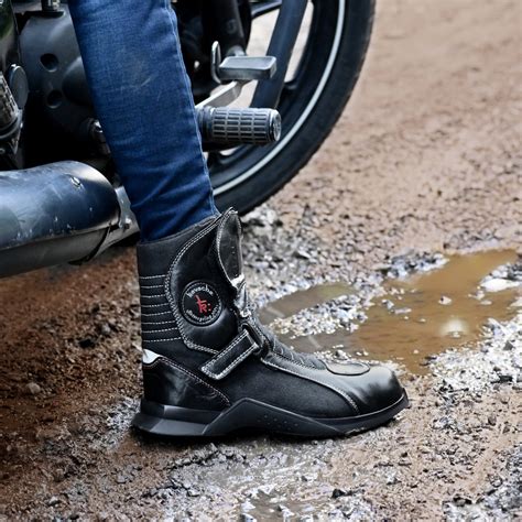 Kavacha Dominar 8 inch Long Motorcycling Boot / Water Resistant / Rubb ...