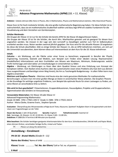 Fillable Online PH-SII 43-15 Advance Programme Mathematics APM 10 11 ...