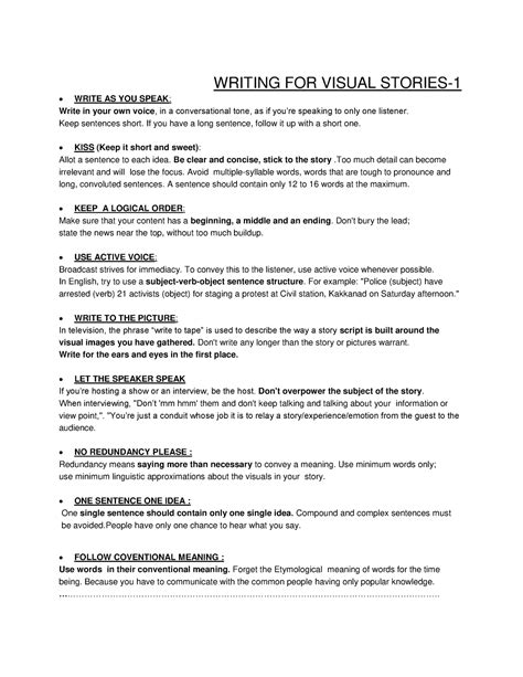 Writing 10 - WRITING FOR VISUAL STORIES- WRITE AS YOU SPEAK : Write in ...