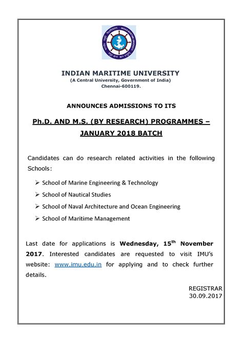 WELCOME TO INDIAN MARITIME UNIVERSITY