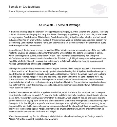 ⇉The Crucible - Theme of Revenge Essay Example | GraduateWay
