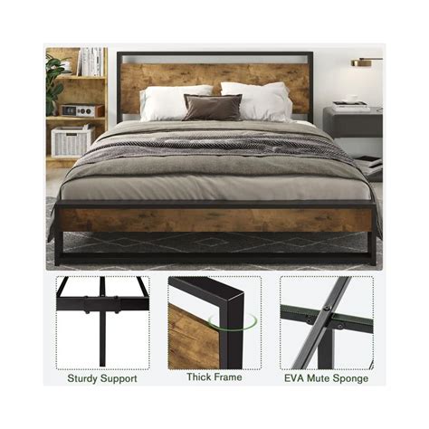 Buy IMUsee Queen Size Bed Frame with Wood Headboard, Rustic Country ...