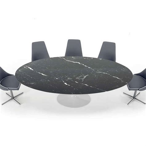 Oval Table of Carrara Marble or Marquinia Made in Italy