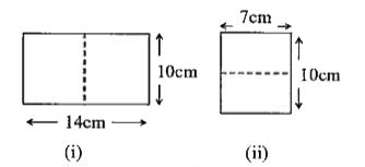 A rectangle sheet of paper is 10 cm long and 14 cm wide. It is folded ...