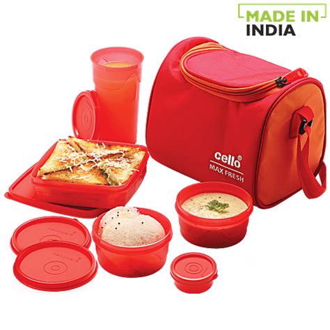 Buy Cello MF New Sling Plastic Lunch Box With Bag - Orange Online at ...