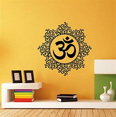 SAAZ SAAR Vinyl Flower Om Covering Area Spiritual Wall Sticker (50X41 ...