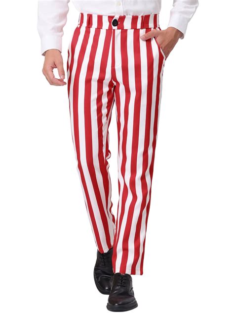 Unique Bargains Men's Striped Pant Classic Fit Flat Front Business ...