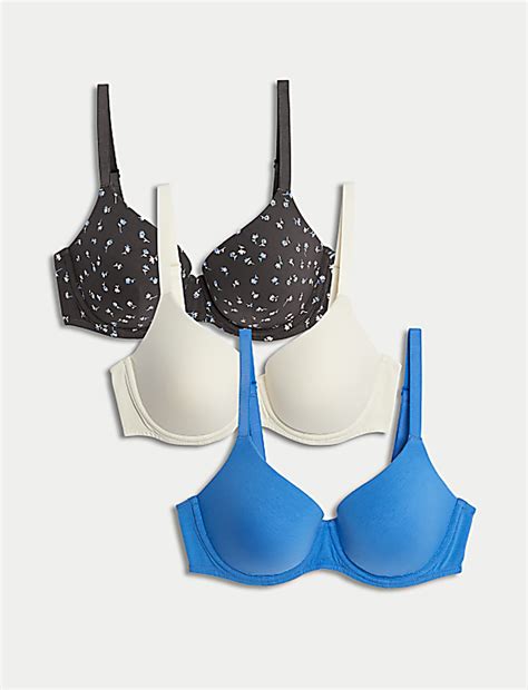 Buy 3pk Cotton Rich Wired T-Shirt Bras A-E at Marks & Spencer