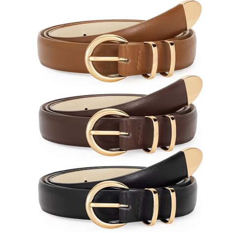 WHIPPY Women's Skinny Leather Belts for Jeans Dresses Ladies Black ...