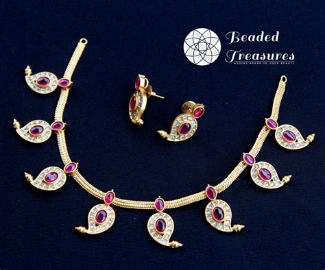 Navratan Mango Necklace Set | Traditional Jewelry | Beaded Treasures