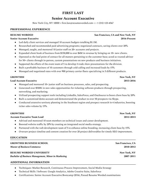 Account Executive Resume Template