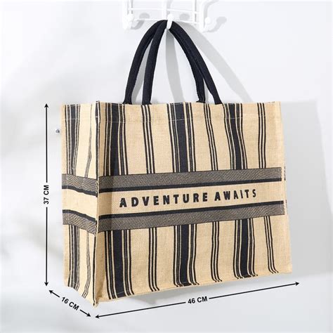 Buy Minerals Jute Striped Tote Bag from Home Centre at just INR 499.0