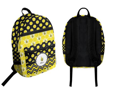 Custom Honeycomb, Bees & Polka Dots Student Backpack (Personalized ...