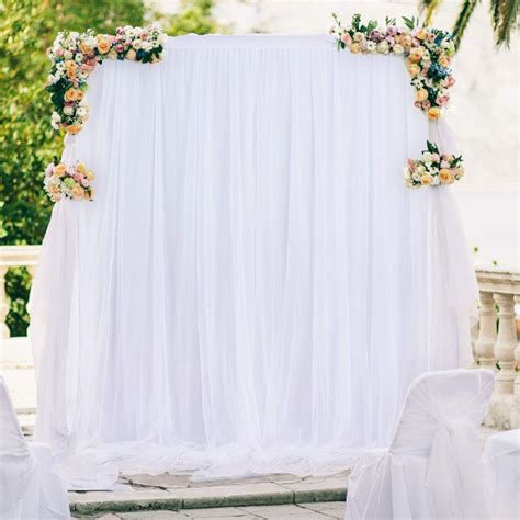 CO-AVE White Bridal Shower Backdrop Curtain Tulle India | Ubuy