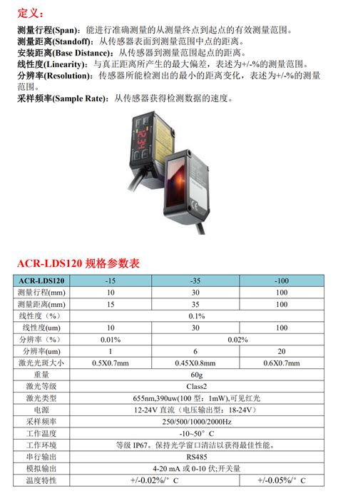 ACR-LDS120激光位移传感器 - 激光位移传感器|激光测距传感器|二维激光位移传感器|三维扫描|液膜测量|上海达拉斯光电科技有限公司