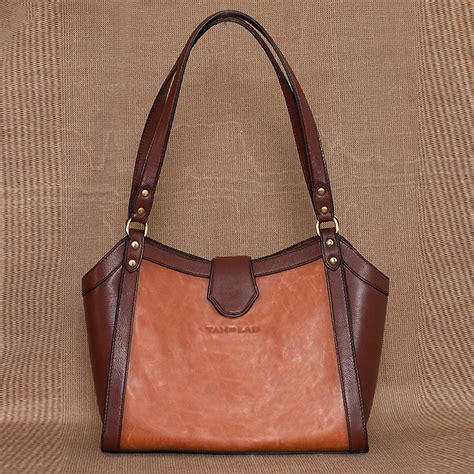 Indianshelf Leather Brick Cherry Color Tote Bag Organized Storage