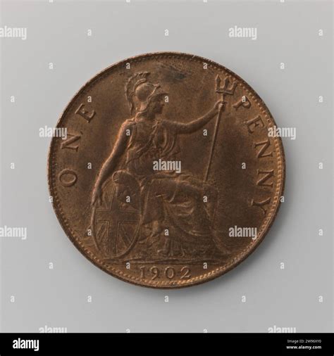 Penny from England of Edward VII, 1902 ,, 1902 coin Bronze mint. Front ...