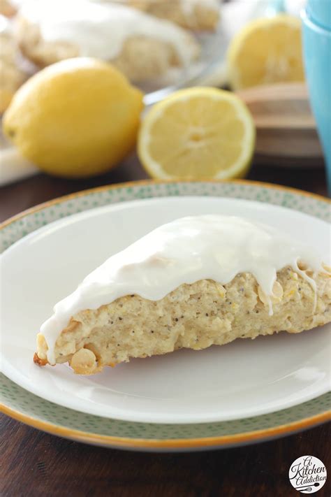 White Chocolate Lemon Poppyseed Scones - A Kitchen Addiction