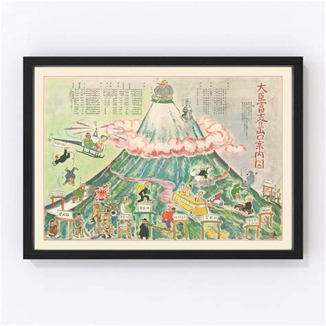 Mount Fuji Japan Map 1954 Old Map of Mount Fuji Japan Japan Art Vintage ...