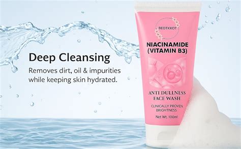 BEOTKKOT Niacinamide Face Wash (Vitamin B3) | Oil Control, Brightening ...