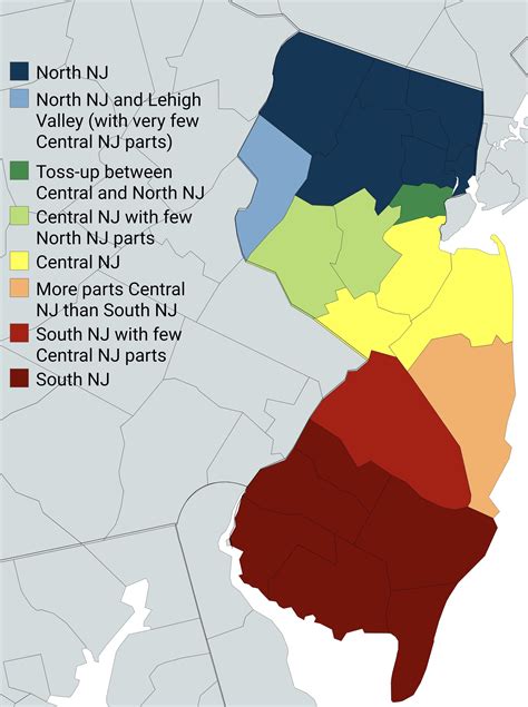 North vs Central vs South NJ on a county wide basis : r/Maps