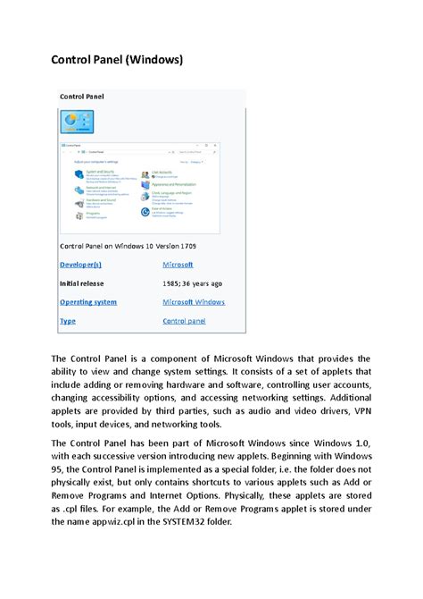 Control panel - It consists of a set of applets that include adding or ...