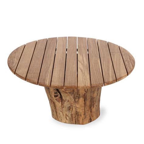 Tabii – Wooden Top Center Table with Wooden Log Base | Alankaram