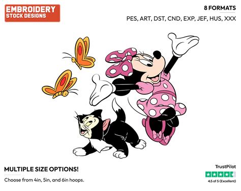 Minnie, Figaro - Disney's Minnie Mouse - Embroidery Design in 3 sizes ...