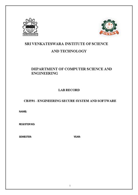CB3591 Lab Manual: Engineering Secure Systems & Software - Studocu