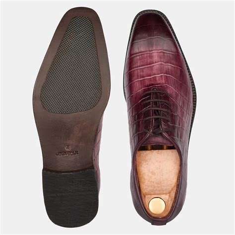 Burgundy Daniel Party Wear Crocodile Shoes