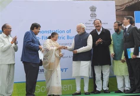 PM Narendra Modi inaugurates electric bus service for MPs - Photos ...
