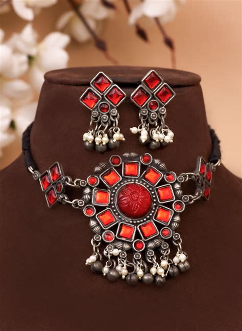 Shop Oxidised Jewellery Choker - 3 Necklace for 1500 – Phuljhadi
