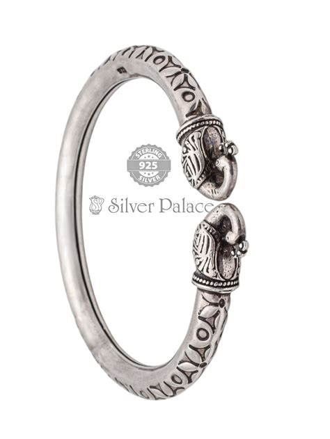 925 Silver Double Head Peacock Design Kada For Mens Hans Collection ...