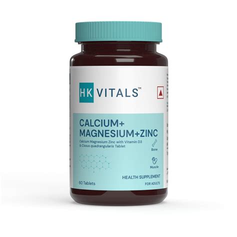 HealthKart hk vitals Calcium Magnesium & Zinc (60 Tablets) | With ...