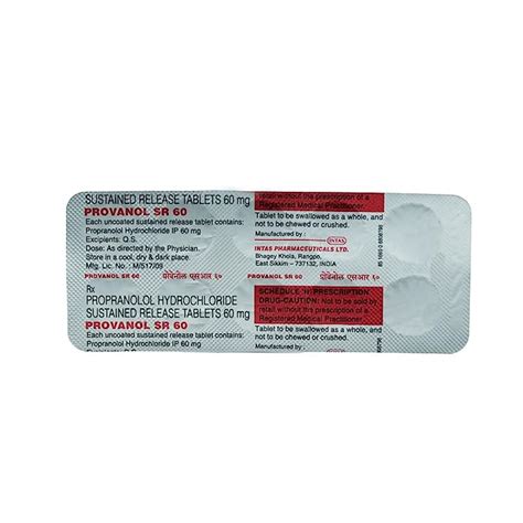 Provanol Sr 60mg - Strip of 10 Tablets : Amazon.in: Health & Personal Care