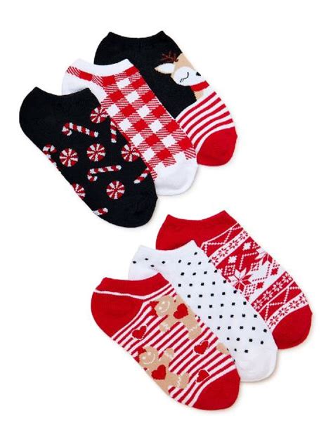 Holiday women's No-Show Socks 6-Pack - Designs - Breathable - Walmart.com
